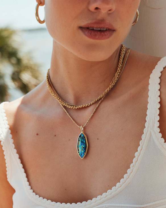 Ophelia Gold Large Long Pendant Necklace