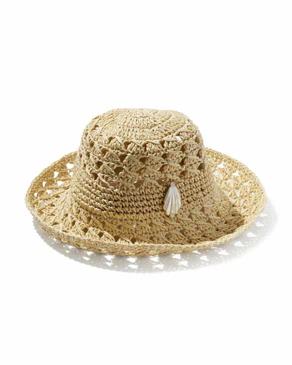 Woven Bucket Hat with Shell Pin