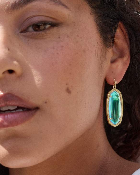 Elle Gold Drop Earrings in Dichroic Glass