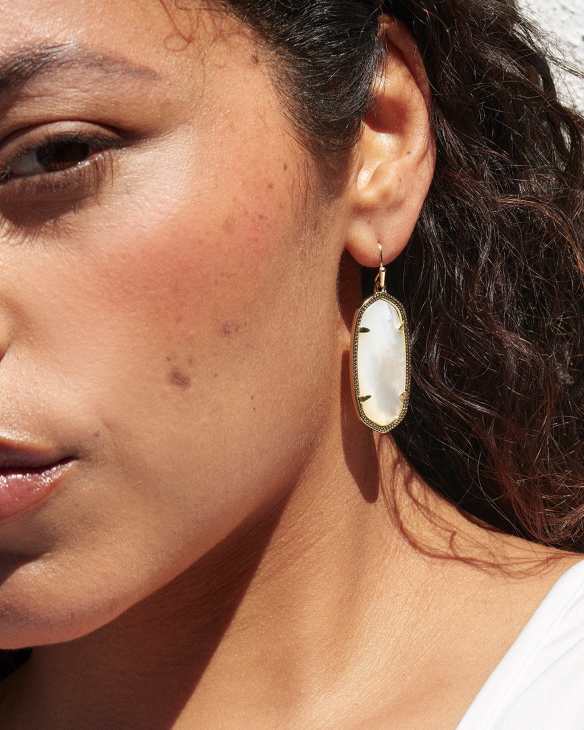 Elle Gold Drop Earrings in Ivory Mother-of-Pearl