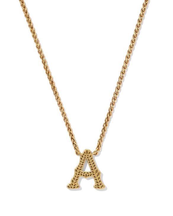 Beau Letter A Pendant Necklace in Vintage Gold