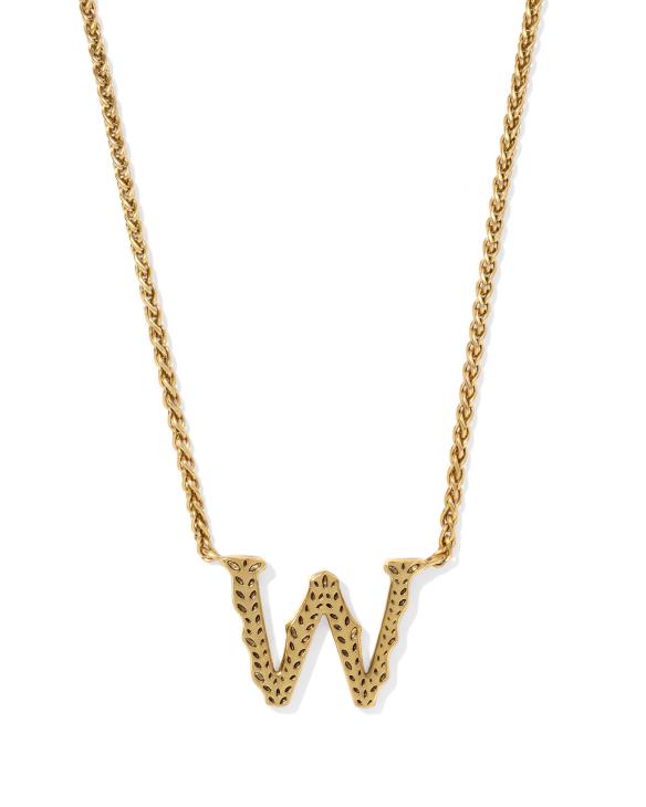Beau Letter W Pendant Necklace in Vintage Gold