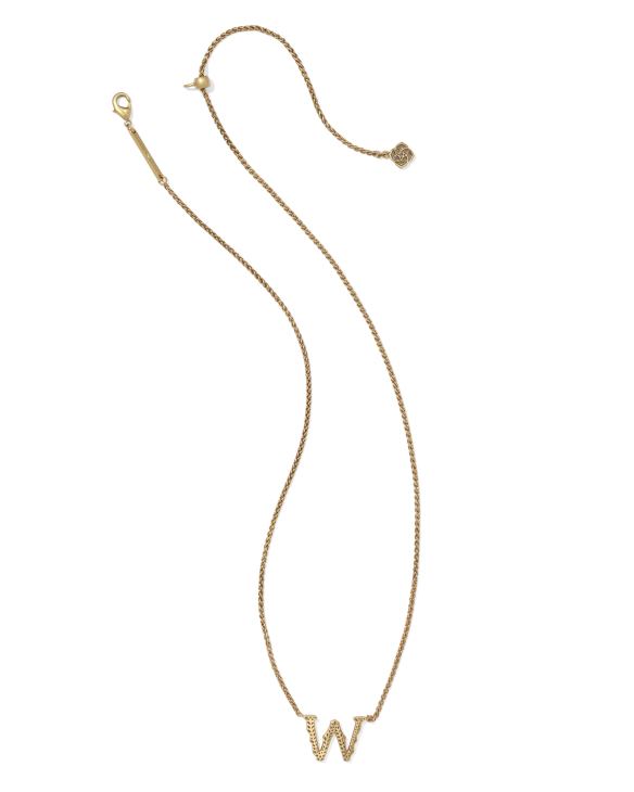 Beau Letter W Pendant Necklace in Vintage Gold