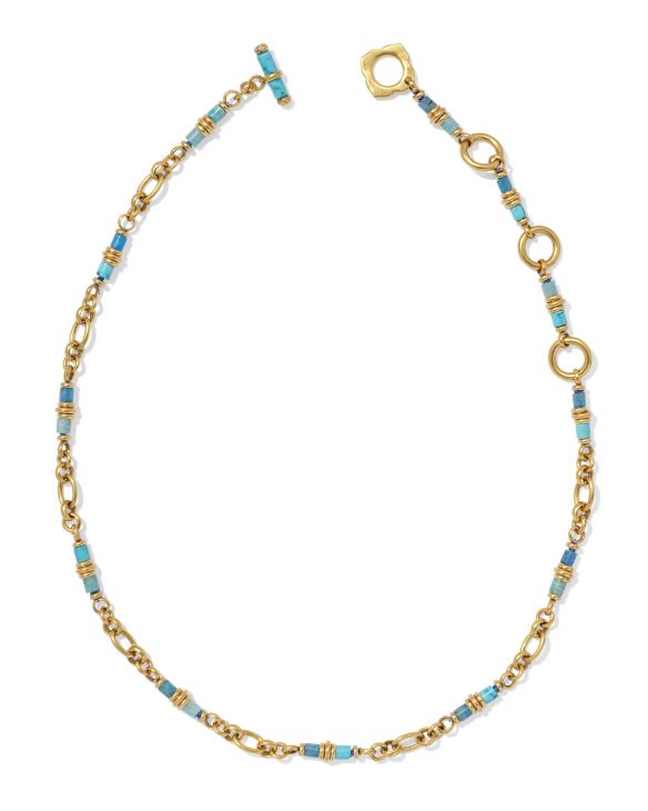 Bree Vintage Gold Chain Necklace in Turquoise Mix