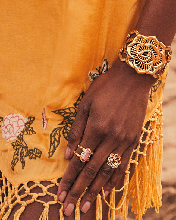 Ansel Rose Statement Cuff in Vintage Gold