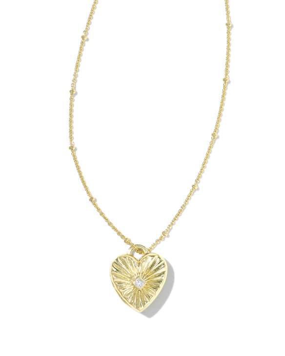 Meredith 18k Gold Vermeil Locket Necklace in White Topaz