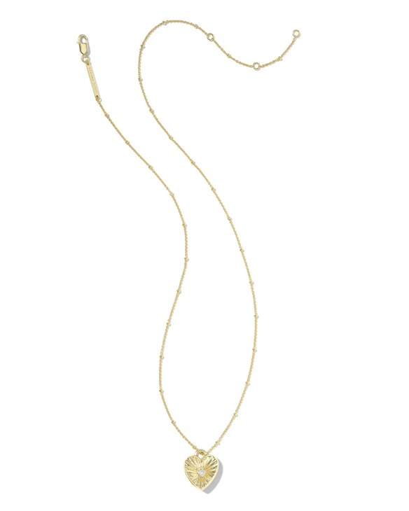 Meredith 18k Gold Vermeil Locket Necklace in White Topaz