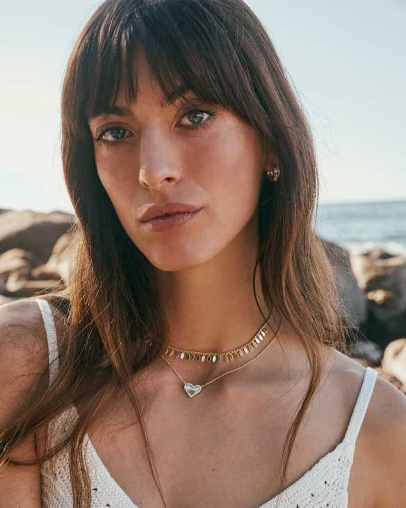 Ari Heart Gold Pendant Necklace in Dichroic Glass