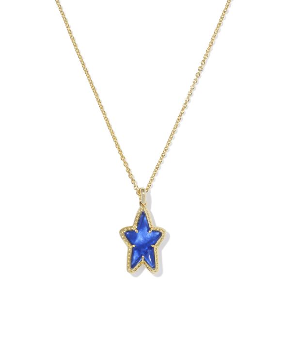 Ada Gold Short Pendant in Cobalt Blue Illusion