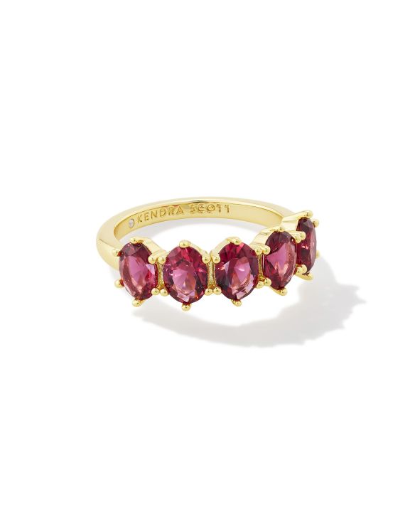 Cailin Gold Crystal Band Ring in Red Crystal