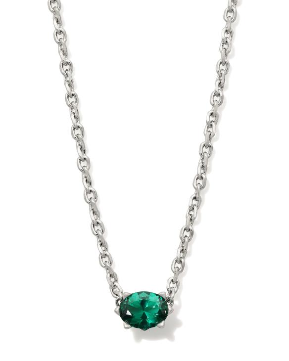 Cailin Silver Pendant Necklace in Green Crystal