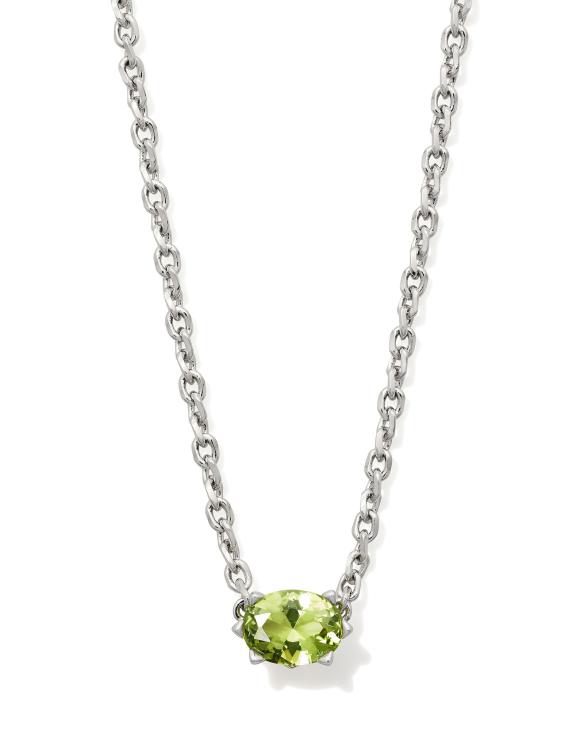 Cailin Silver Pendant Necklace in Green Peridot Crystal