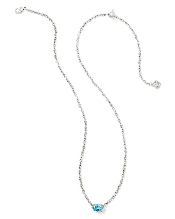 Cailin Silver Pendant Necklace in Aqua Crystal