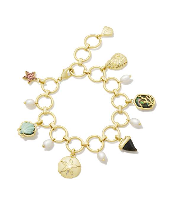 Brynne Gold Shell Charm Bracelet in Multi Mix