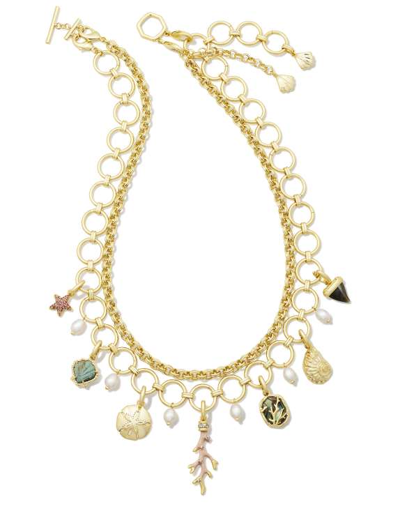 Brynne Convertible Gold Shell Charm Necklace in Multi Mix