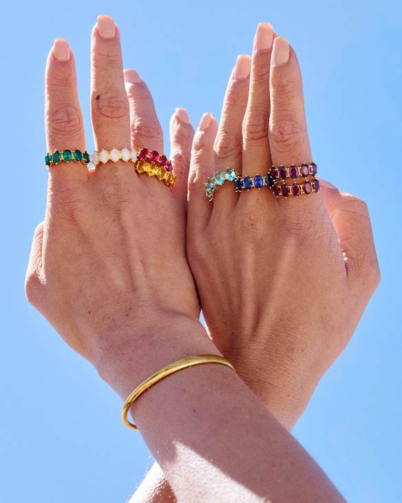 Cailin Gold Crystal Band Ring in Red Crystal