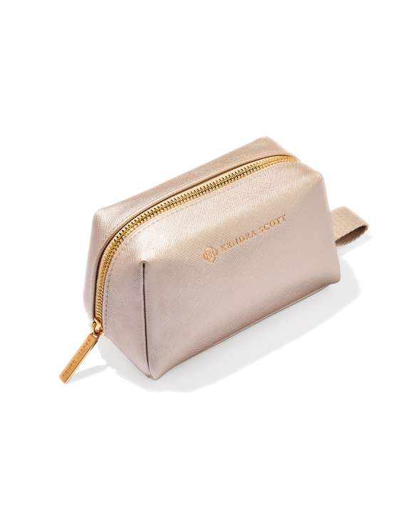 Small Cosmetic Zip Case in Champagne