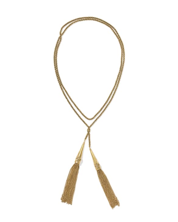 Ansel Rose Vintage Gold Lariat Necklace