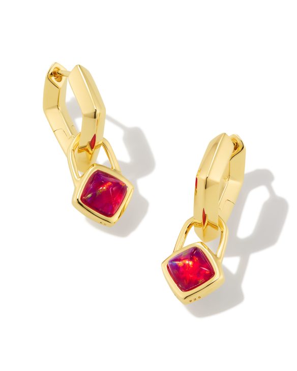 Greer Convertible 18k Gold Vermeil Huggie Earrings in Pink Kyocera Opal