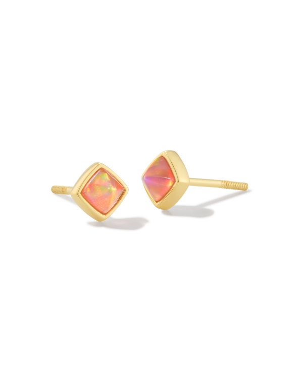 Greer 18k Gold Vermeil Stud Earrings in Peach Kyocera Opal