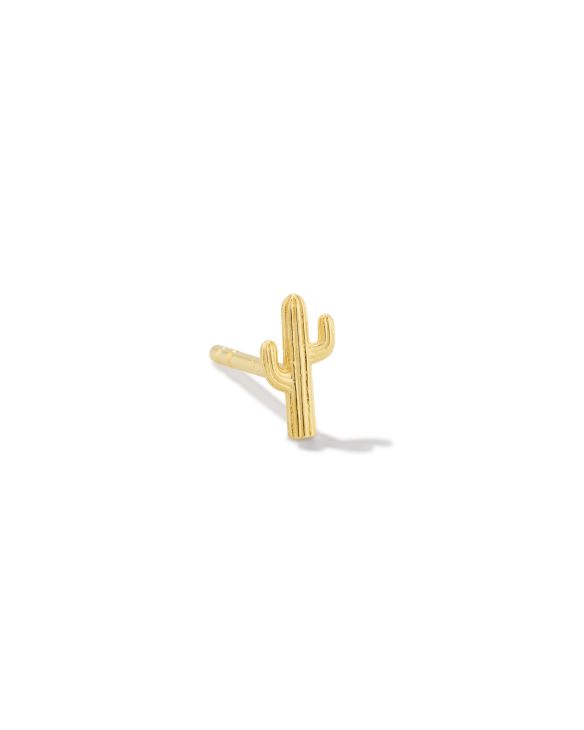 Mini Cactus Single Stud Earring in 18k Gold Vermeil