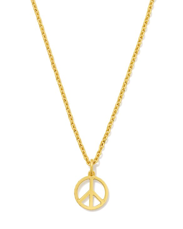 Mini Peace Sign Pendant Necklace in 18k Gold Vermeil