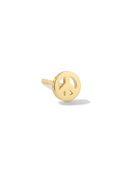 Mini Peace Sign Single Stud Earring in 18k Gold Vermeil