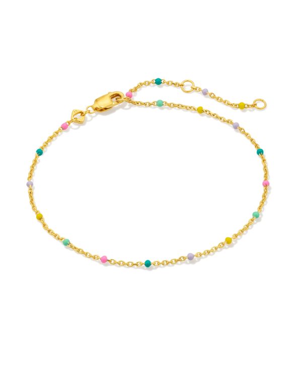 Multi-Color 18k Gold Vermeil Single Satellite Chain Bracelet in Multi Mix