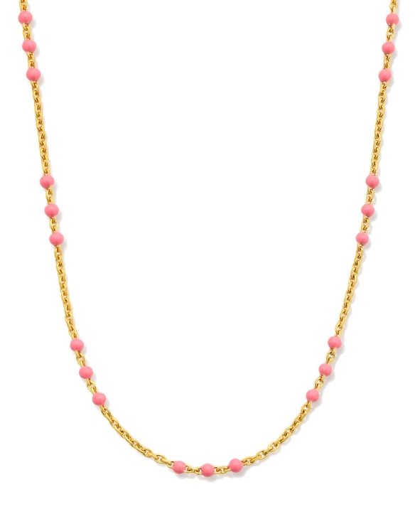 Pink Enamel 18k Gold Vermeil Satellite Chain Necklace
