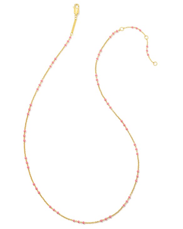 Pink Enamel 18k Gold Vermeil Satellite Chain Necklace