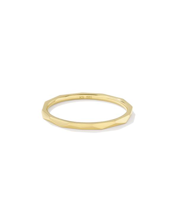 Faceted Metal Band Ring in 14k Yellow Gold