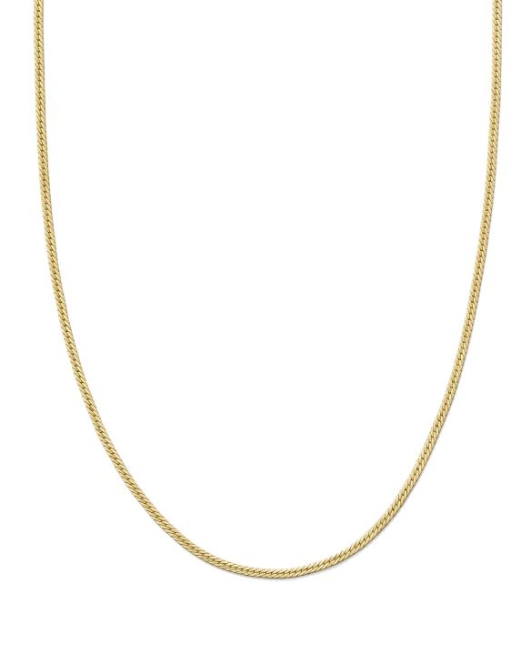 Thin Herringbone Chain Necklace in 14k Yellow Gold