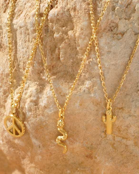 Mini Cactus Pendant Necklace in 18k Gold Vermeil
