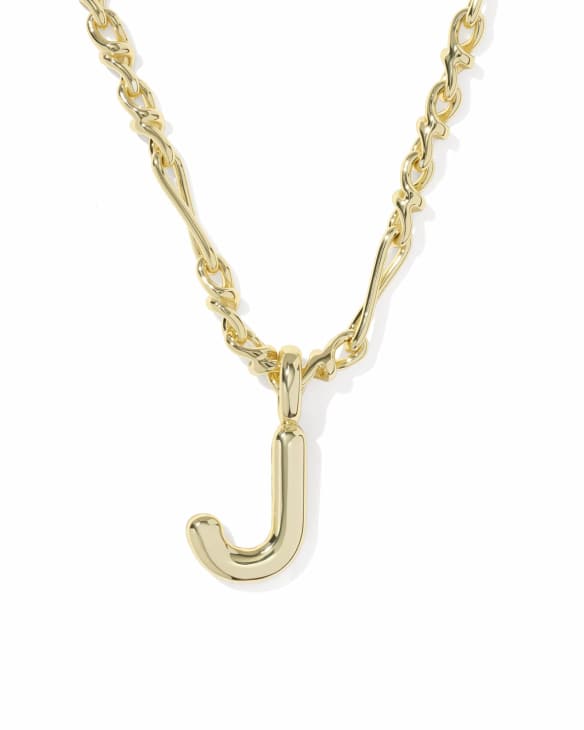 Bubble Letter J Gold Short Pendant Necklace