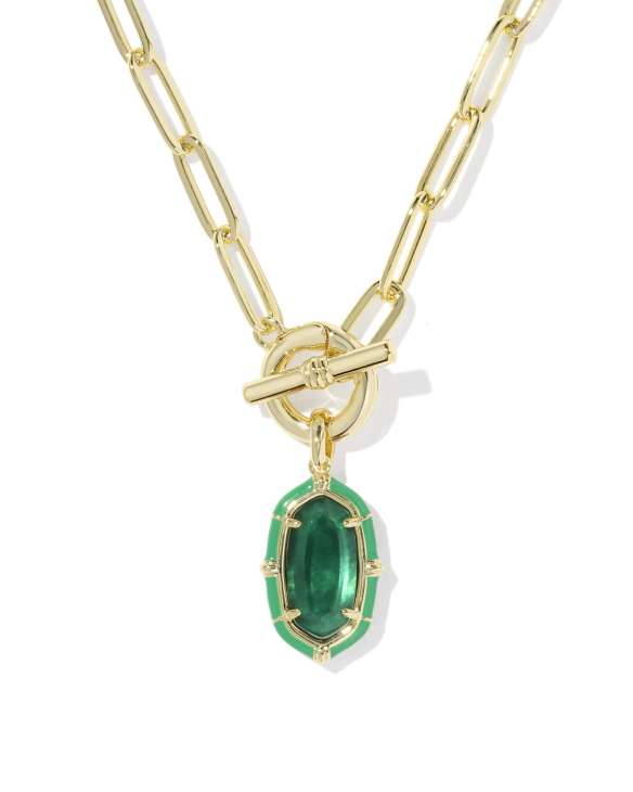 Elisa Gold Enamel Link and Chain Necklace