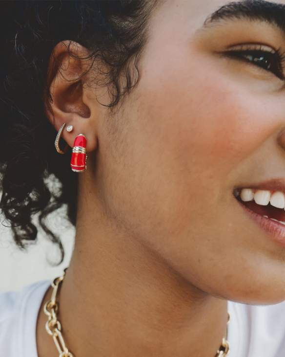 Courtney Gold Enamel Huggie Earrings