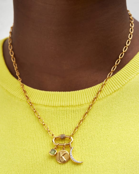 Bristol 18k Gold Vermeil Link Necklace in White Sapphire