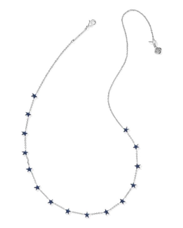 Sierra Silver Star Strand Necklace in Navy Enamel