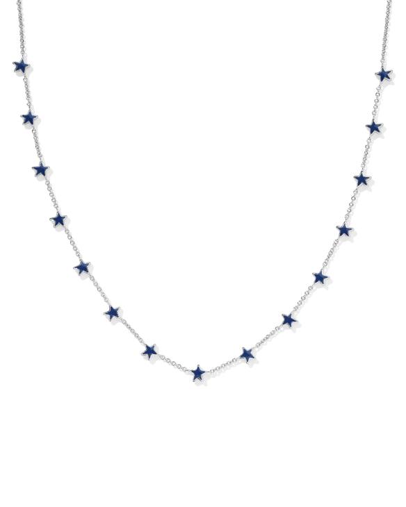 Sierra Silver Star Strand Necklace in Navy Enamel