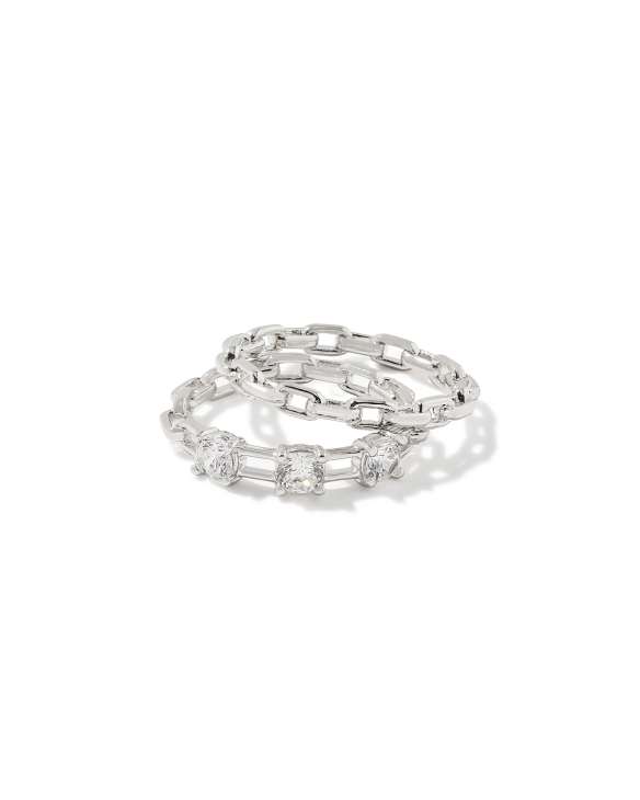 Lexi Silver Ring Set in White Crystal