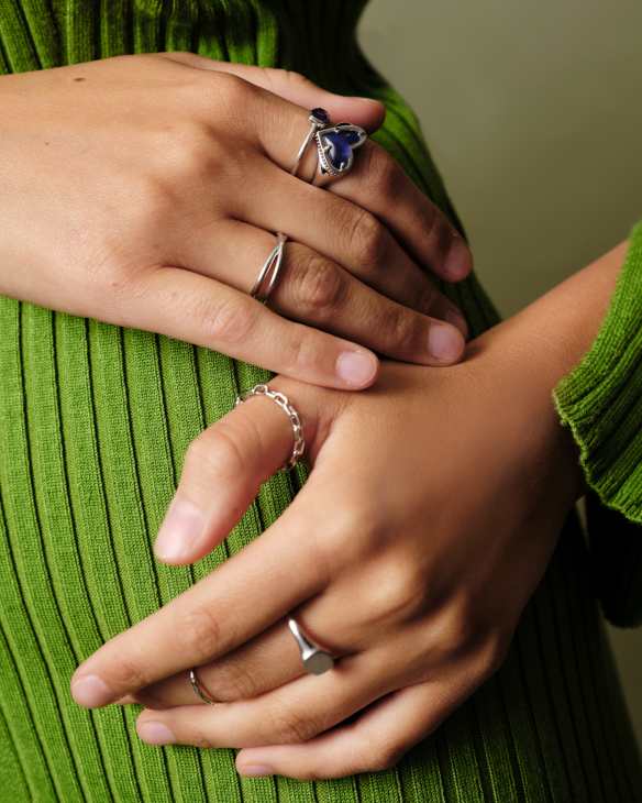 Lexi Silver Ring Set in White Crystal