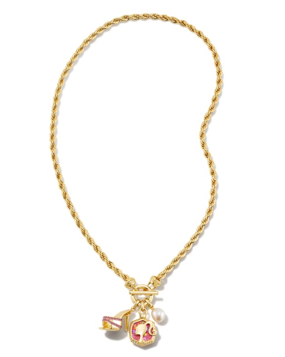 Barbie™ x Kendra Scott Gold Link and Chain Necklace in Pink Crystal |  Kendra Scott