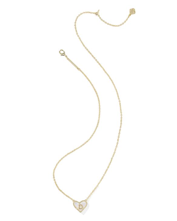 Ari Heart Letter D Gold Short Pendant Necklace