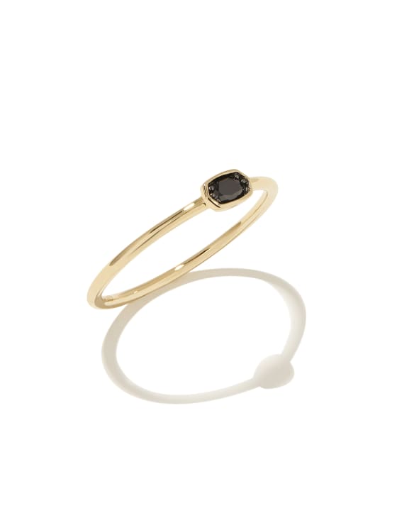 Marisa 14k Yellow Gold Oval Solitaire Band Ring in Black Diamond