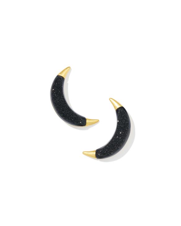 Lainey Wilson x Yellow Rose by Kendra Scott Vintage Gold Stud Earrings in Black Drusy