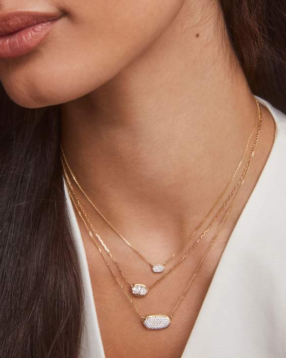 0.39 ct Elisa Pendant Necklace in Pave Diamond and 14k Yellow Gold