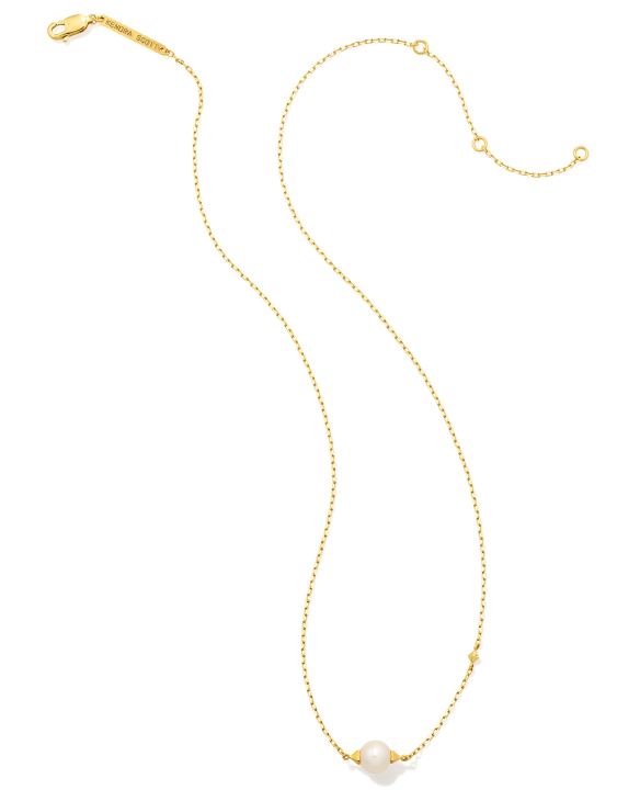 Emmaline 18k Gold Vermeil Pendant Necklace in White Pearl