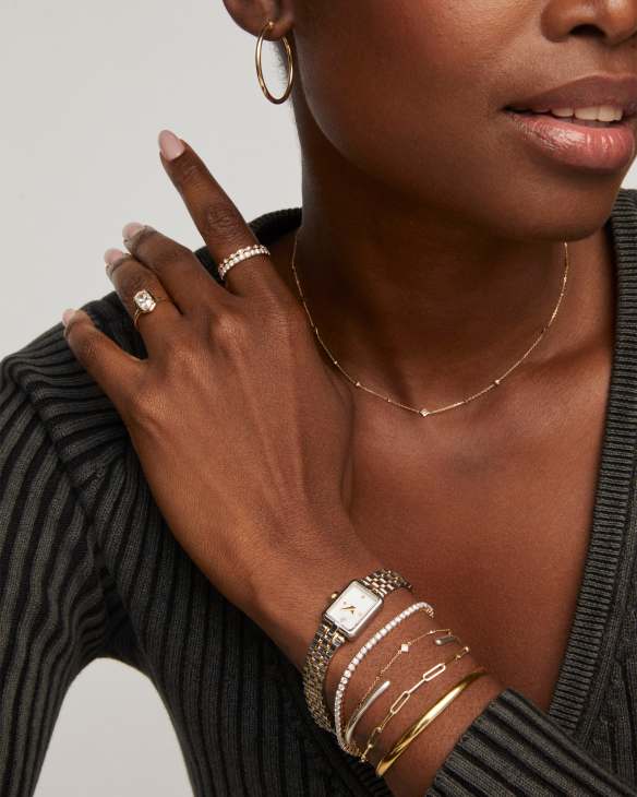 0.12 ct Michelle 14k Yellow Gold Delicate Bracelet in White Diamond