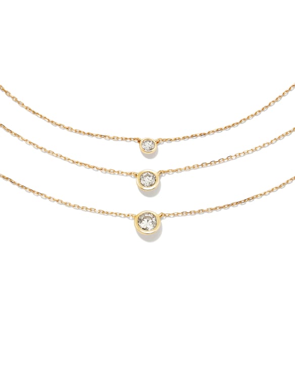 Audrey 14k Yellow Gold Pendant Necklace in White Diamond