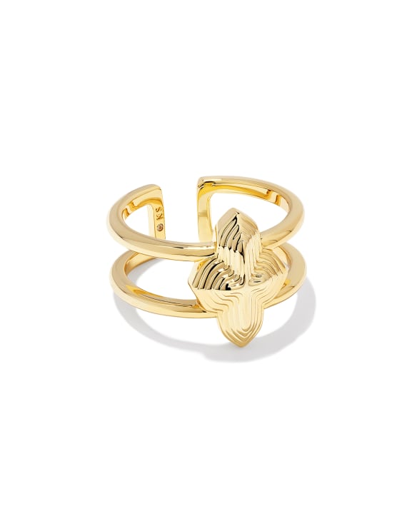 Abbie Metal Double Band Ring in Gold